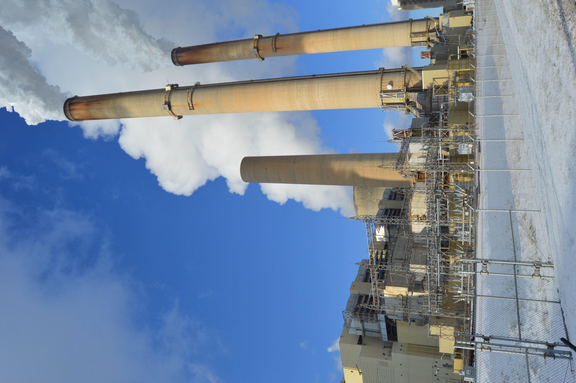 The Gavin Plant stacks in winter light